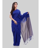 DESH BIDESH Women`s Khadi Cotton Handloom RupSagar Design Saree Without Blouse Piece(Blue)